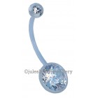 Pregnancy Belly Bar with Clear Jewels